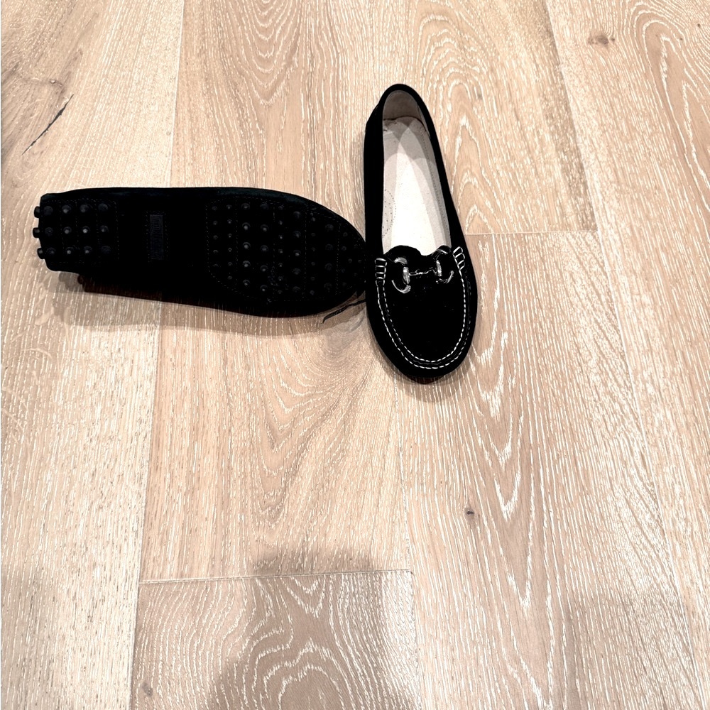 New Patricia Green Caroline Navy Driving Loafers with Silver Hardware,  38 - Picture 2 of 8